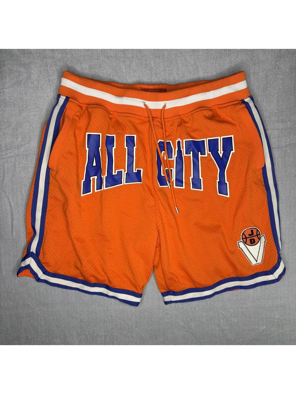All City By Just Don Deluxe Basketball Shorts Orange Ptach Mesh XL